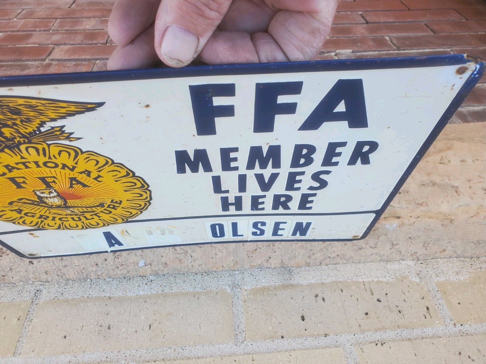 13-1/2&Prime; X 9-1/2&Prime; Metal Sign FFA Member Lives Here Vocational Agriculture Farmers