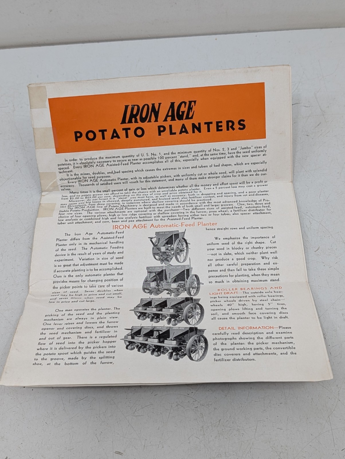 Vintage Farquhar Co. Iron Age Potato Planters Dealer Sales Brochure Original