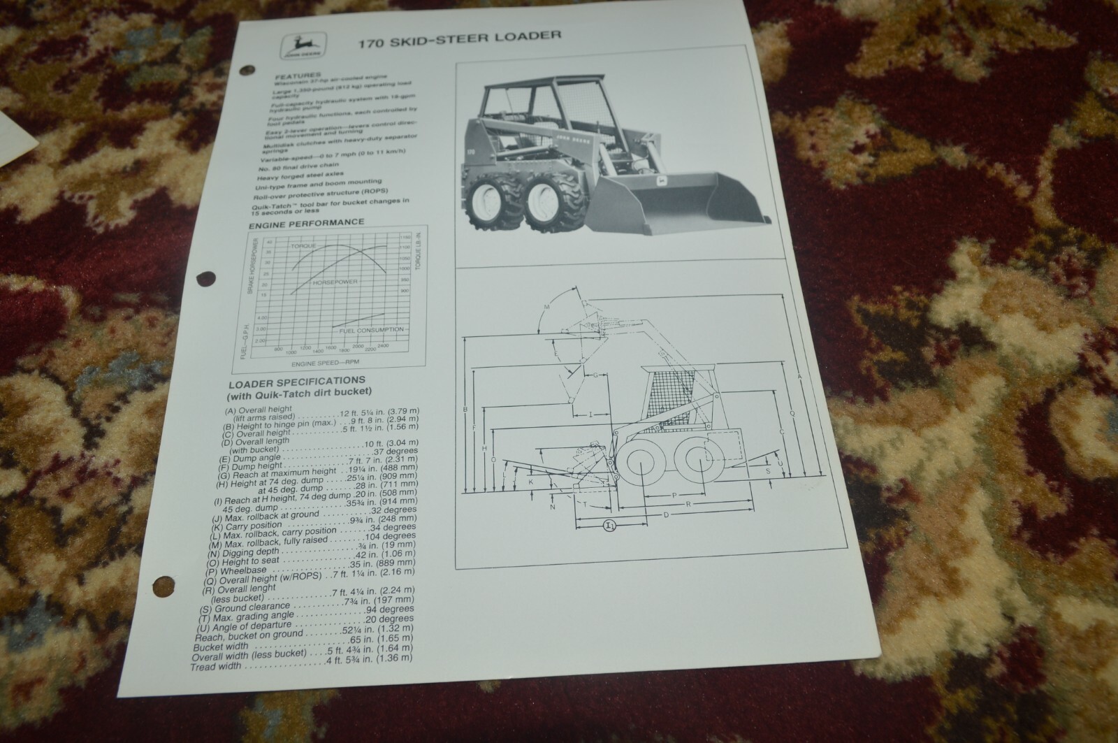 John Deere 170 Skid Steer Loader For 1976 Brochure FCCA