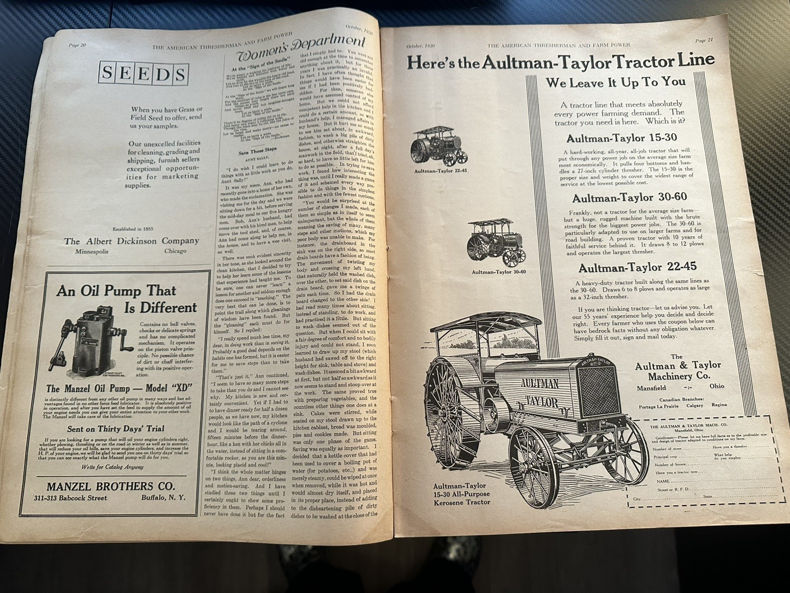 The American Thresherman & Farm Power MAGAZINE October 1920 MADISON, WIS. Vol 23