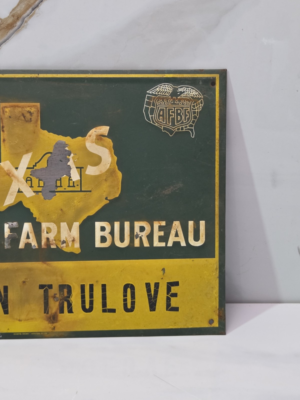 VINTAGE TEXAS FARM BUREAU SIGN Scioto Sign co farm and ranch collectible