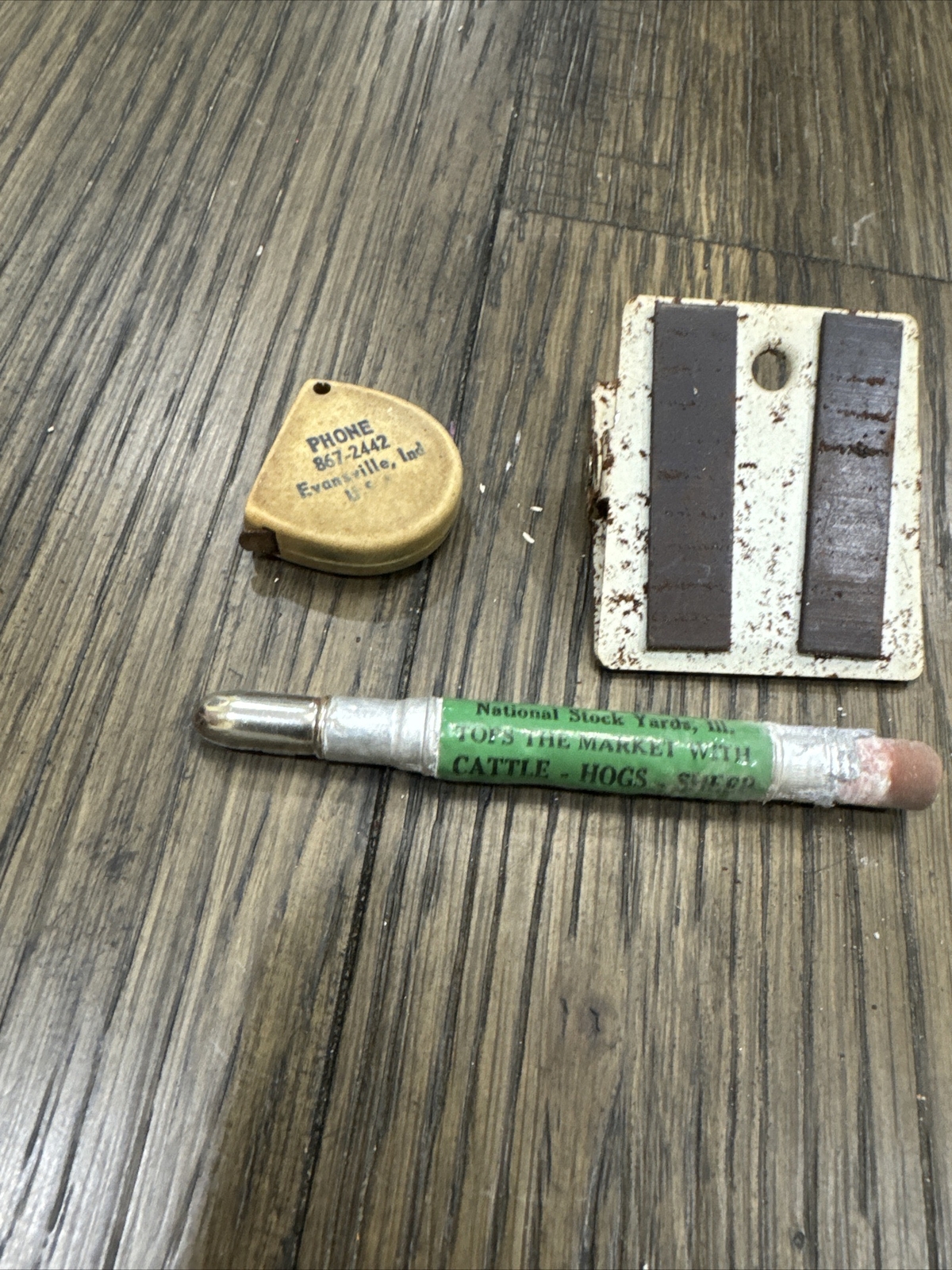 Antique Farm Advertising Pencil Clip And Tape Measure