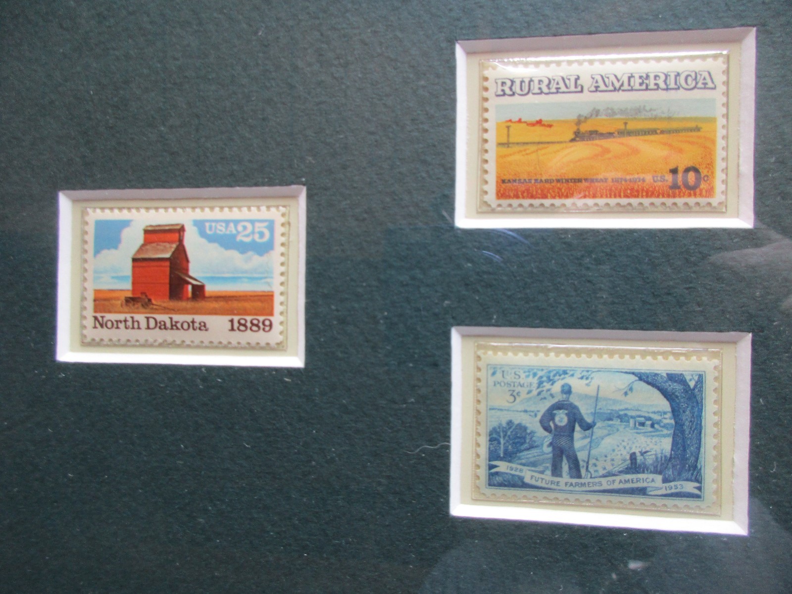 RURAL AMERICA STAMPS AND FRAMED PRINT, JOHN DEERE TRACTOR FARM SCENE DAY-02264