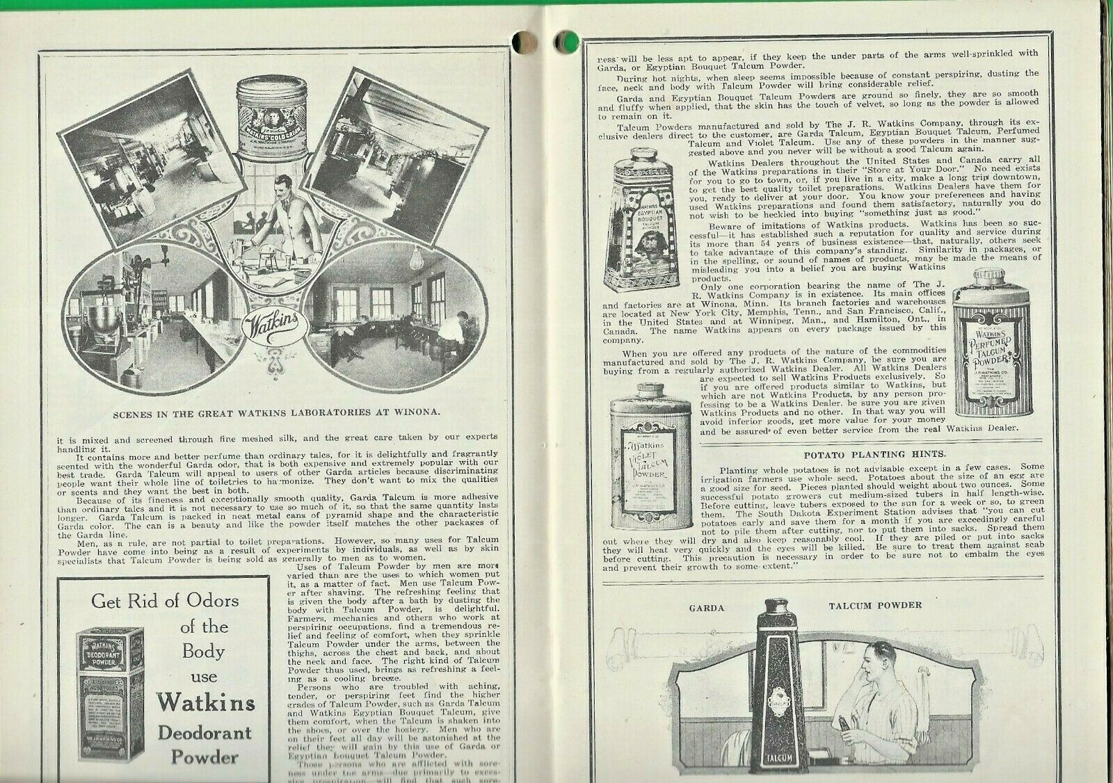 1922 WATKINS ALMANAC and HOME DOCTOR & COOK BOOK ~ MAIL-ORDER ~ WINONA, MN