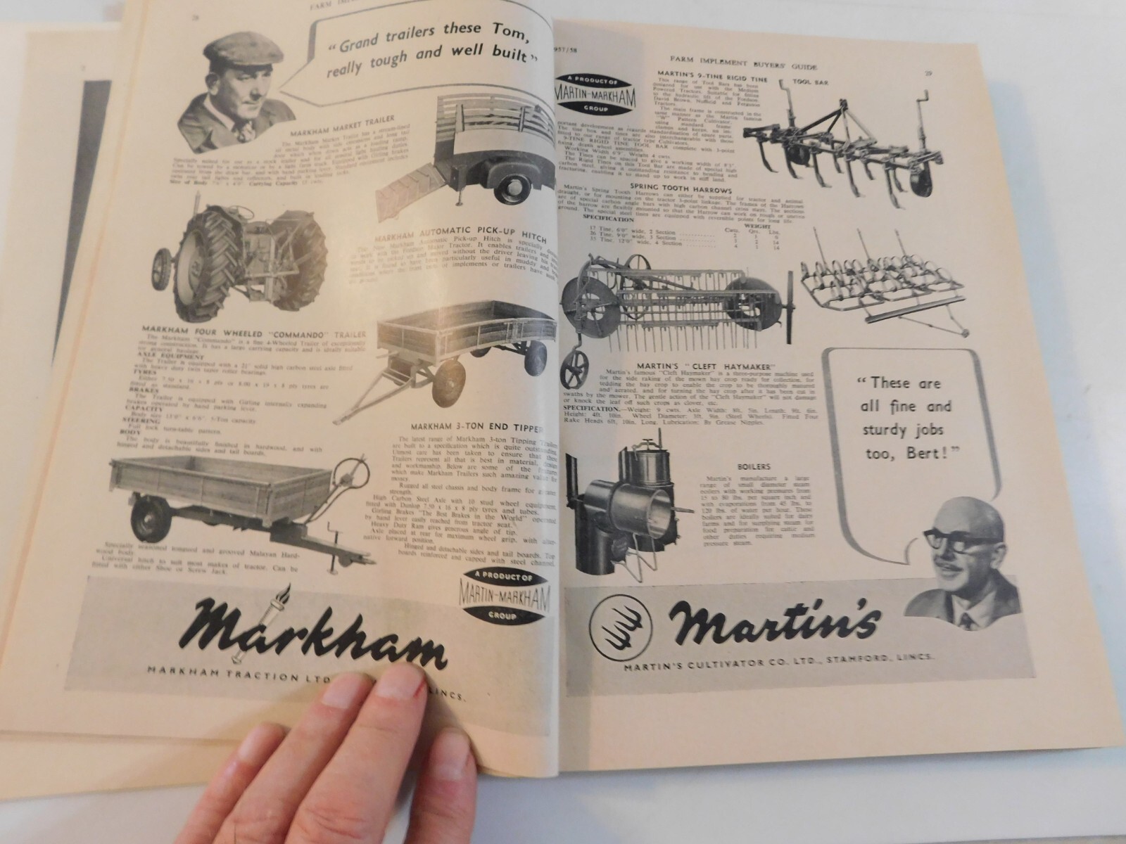 1957-58 FARM IMPLEMENT BUYER&rsquo;S GUIDE ENGLAND RAKES POTATO DIGGERS DAIRY ELEVATOR