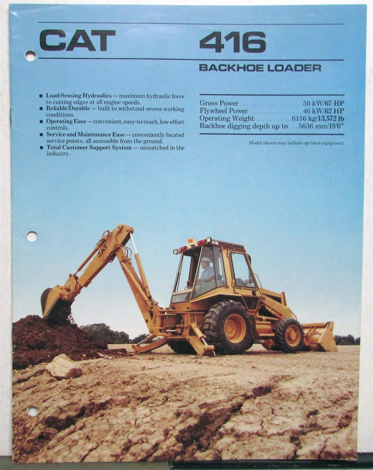 1989 Caterpillar 416 Backhoe Loader Specification Construction Sale Folder