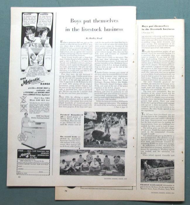 Original 1952 FFA Article Featuring Charles Conner Illinois near Mulberry Grove