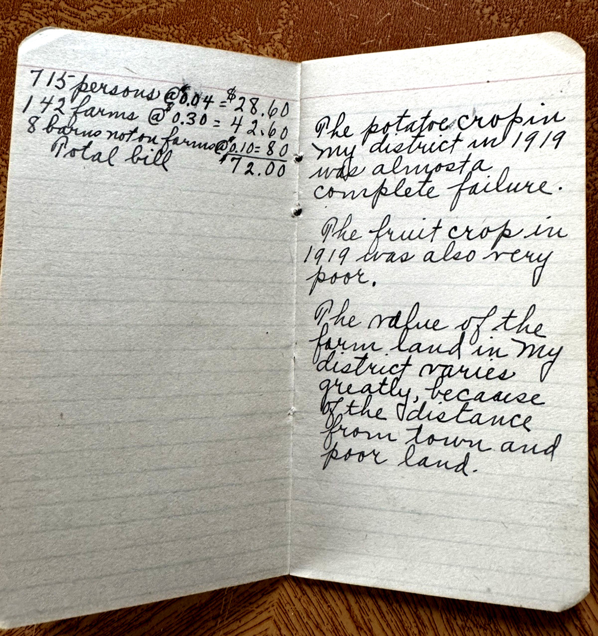 Vintage Gold Medal Flour Note Pad (HANDWRITTEN FARM NOTES) 1919-1920~343
