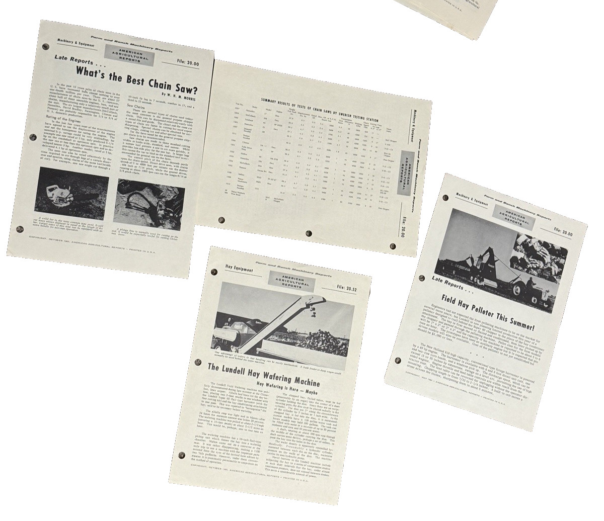 Farm And Ranch Machinery Reports Americal Agricultural Reports 1960 lot