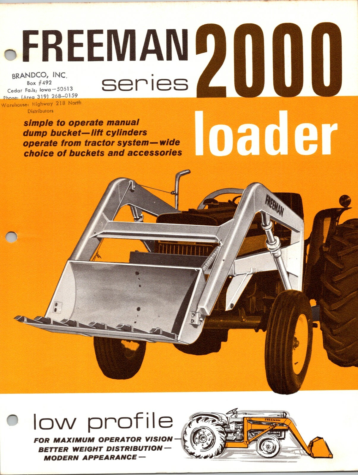 One(1) Freeman Series 2000 Loader Tractor Dealer Sales Specs Flyer Brochure