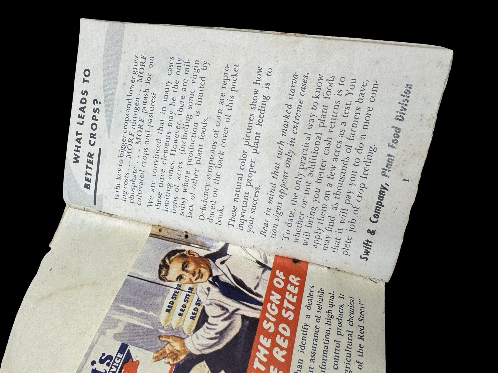 Swift’s Plant Food Service Red Steer Notebook Pocket Book Used 50&rsquo;s