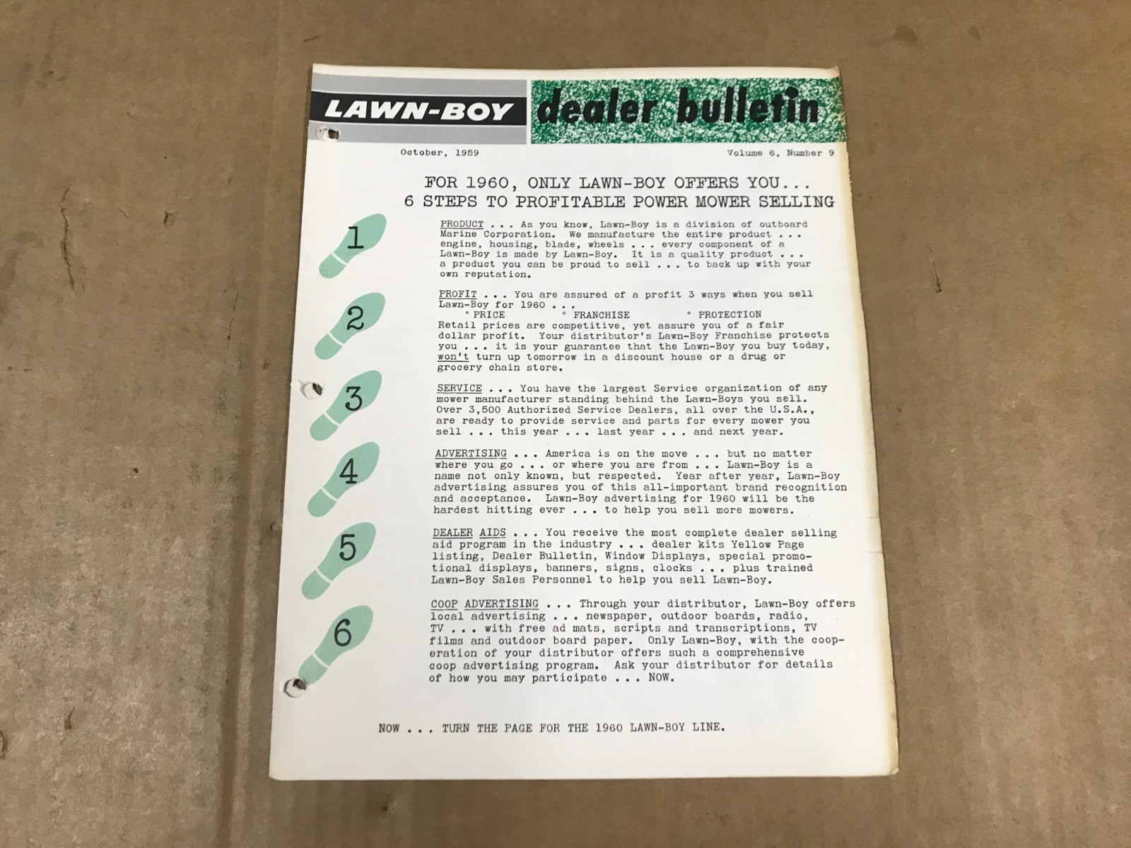 Vintage Lawn-Boy Dealer Bulletin – Vol. 6 No. 9 – October 1959
