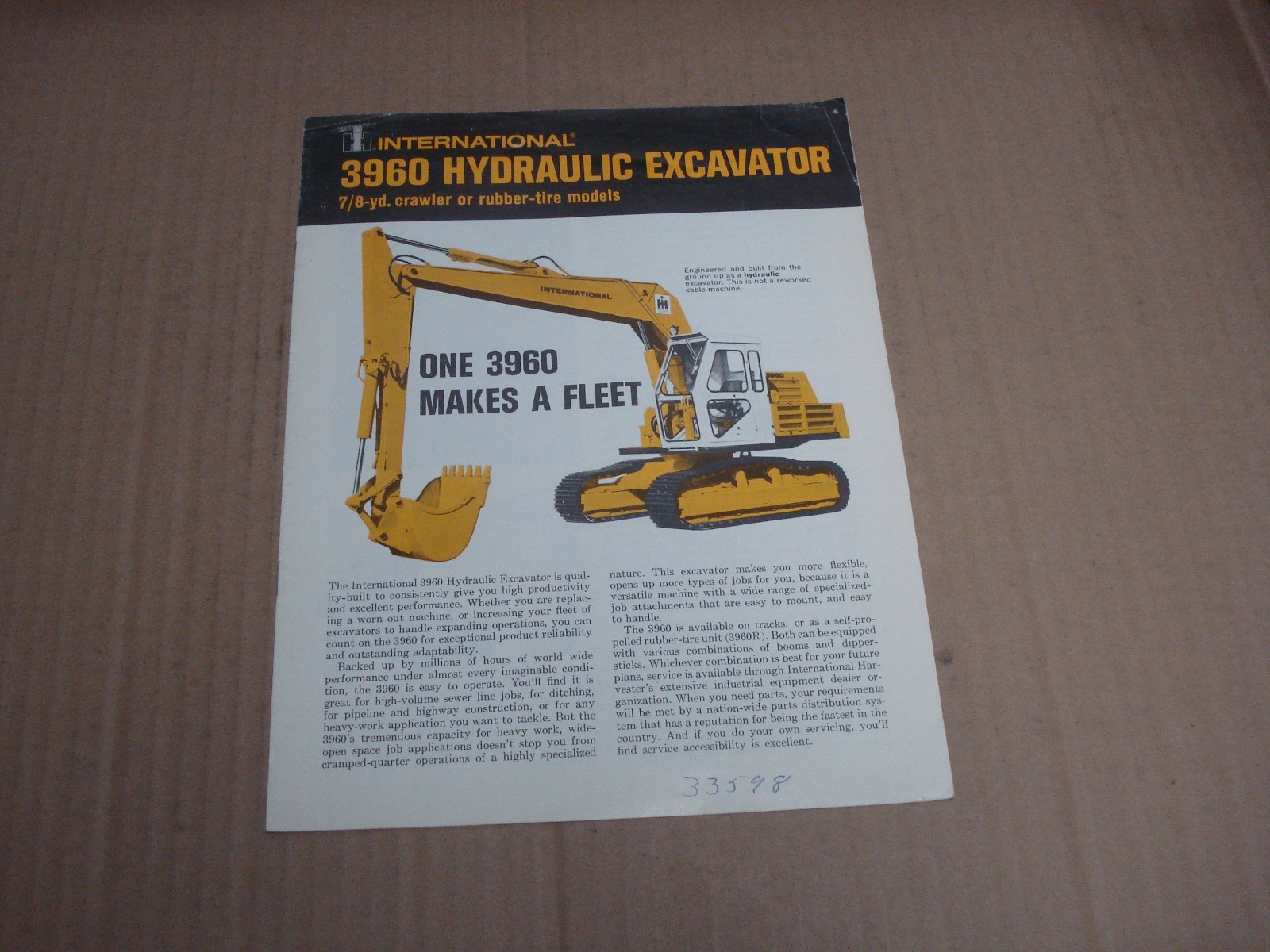 International 3960 Hydraulic Excavator Specifications Brochure