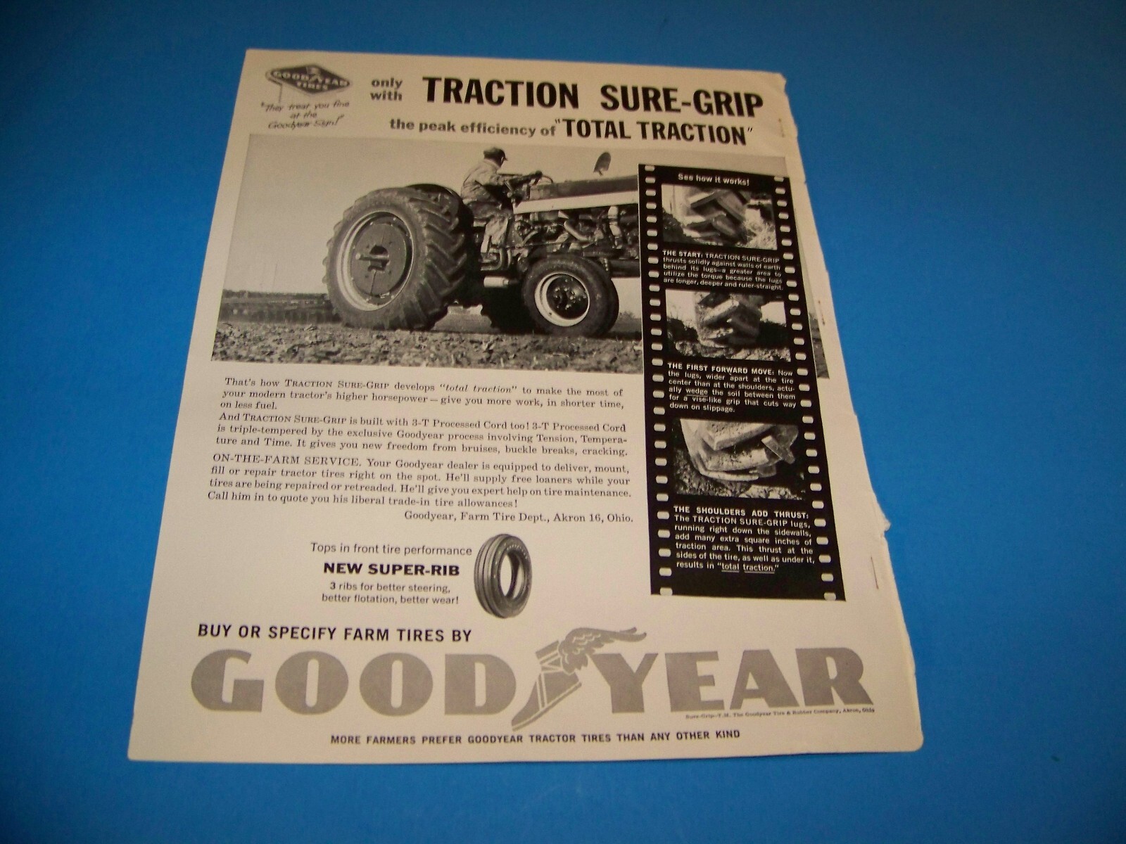Goodyear Farm Tires Agricultural Print Ad from Magazine Vintage 1960