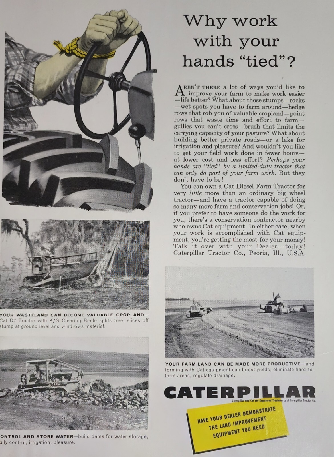 Caterpillar Tractor Magazine Picture Ad Farm Farming Print Vintage Wall Art