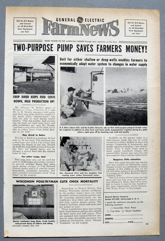 Original 1949 GE News Ad Photo Endorsed by Raymond Kline with Wife & Daughter
