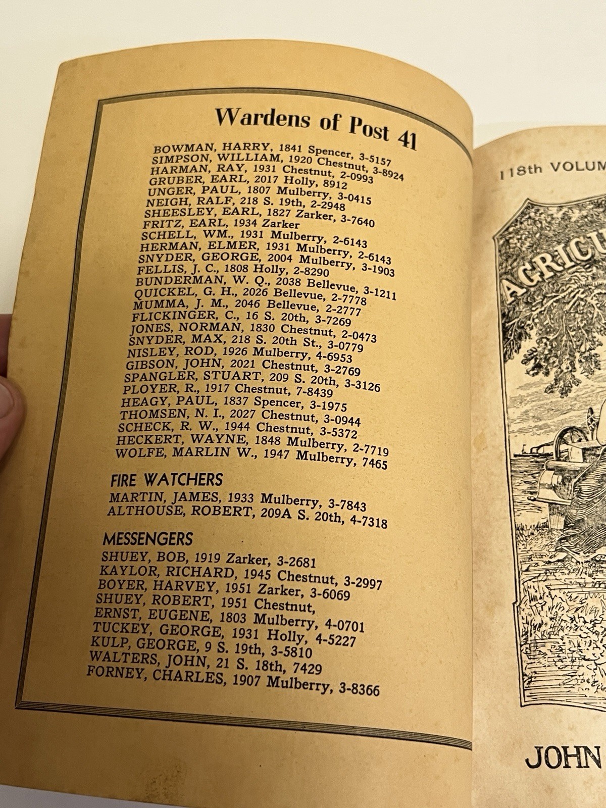 Agricultural Almanac Vol #118 1943 Lancaster, PA w/Air Raid Warden Cover