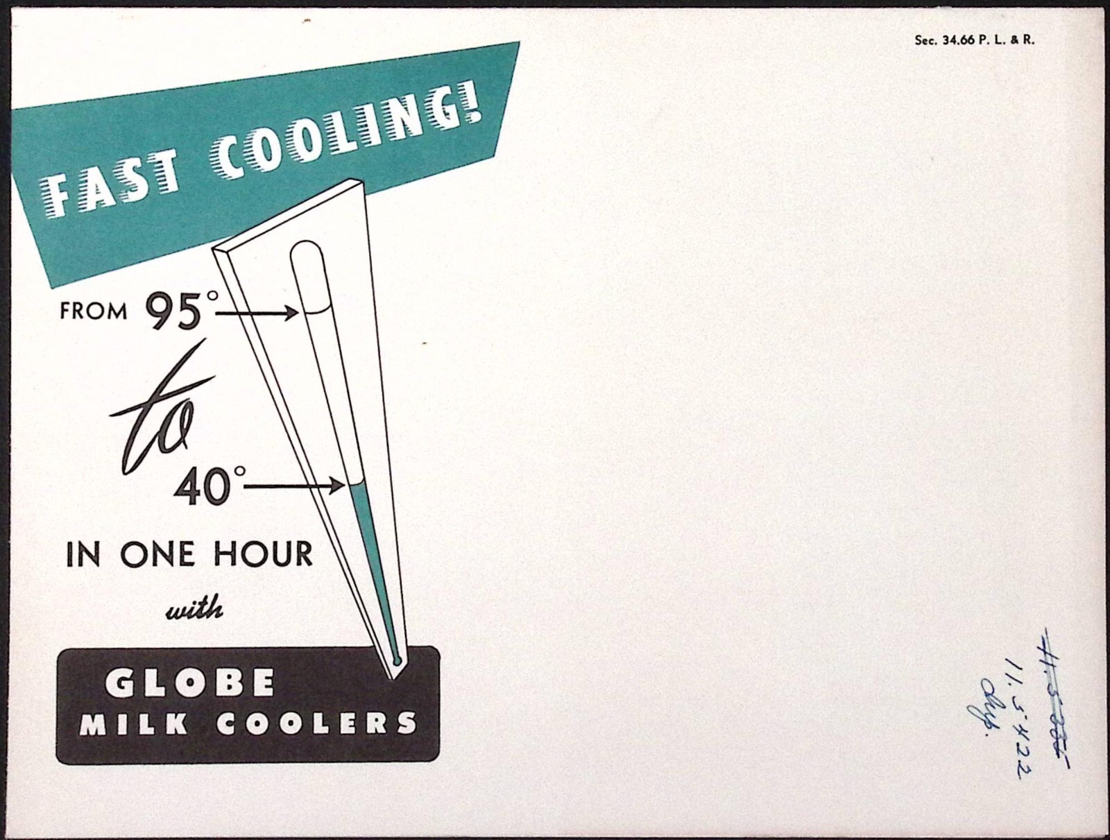 1950s Cascading Water Globe Side Opening Milk Coolers Brochure Poster