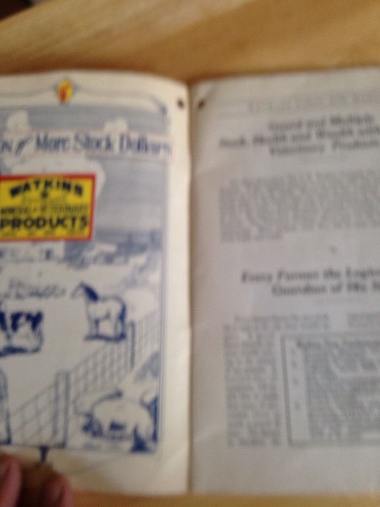 Vintage J Watkins First Aide Manual 1927 For Saving Livestock Losses