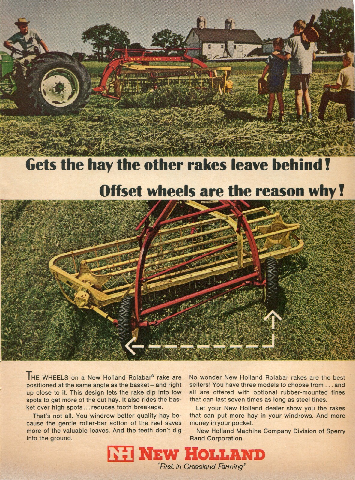 1966 Print Ad of Sperry Rand New Holland NH Rolabar Tractor Rake