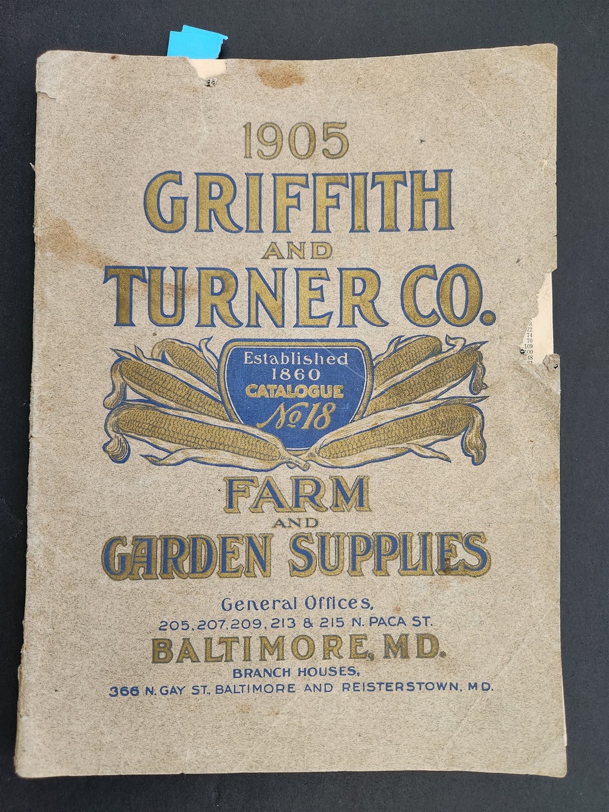 1905 antique GRIFFITH TURNER baltimore md FARM GARDEN SUPPLY CATALOG agriculture