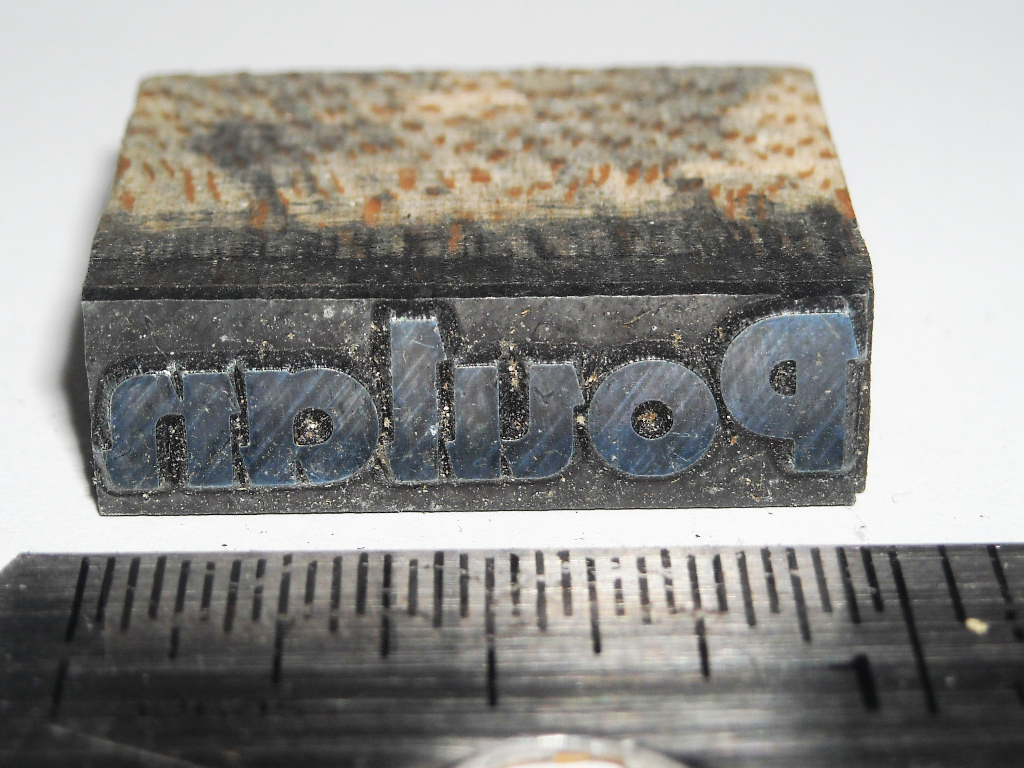 Vintage POULAN Chainsaw logo Letterpress Printers Block ENGRAVED Metal Stamp