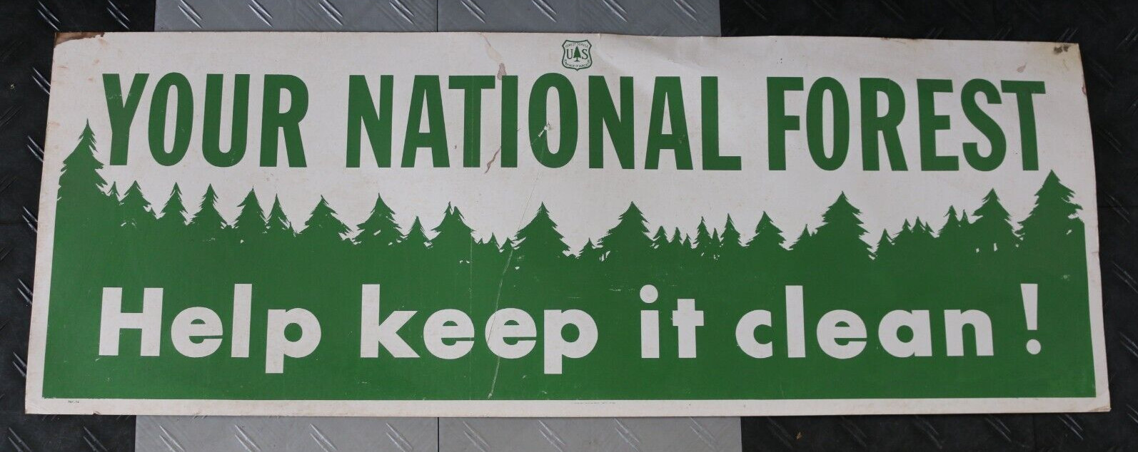 Vintage 1965 U.S. Department of Agriculture 44&Prime;x16&Prime; cardboard sign clean forest