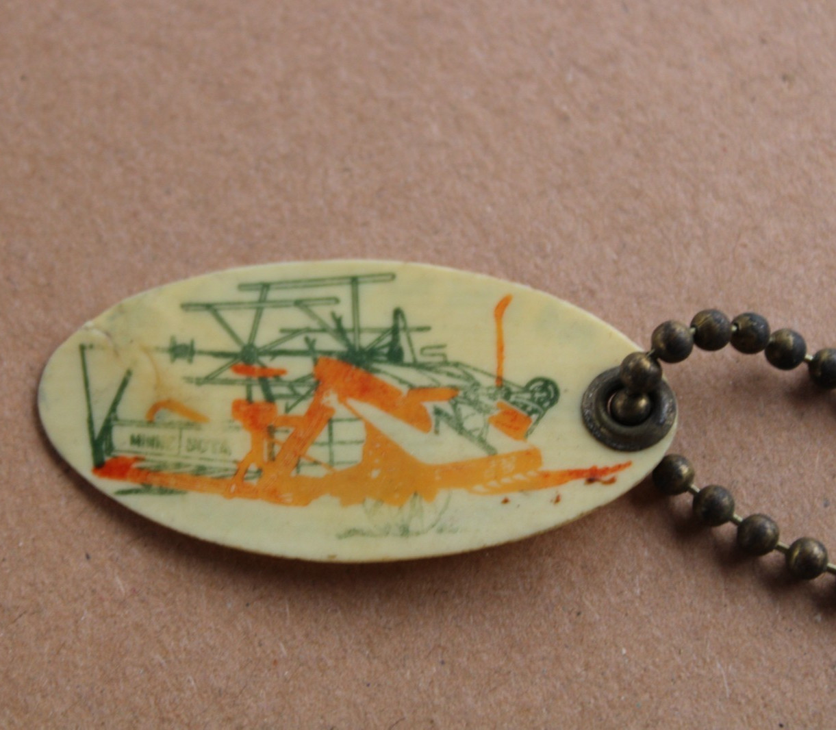 early 1900s era MINNESOTA ROPE TWINE & FARM MACHINERY Old Celluloid Keychain Fob