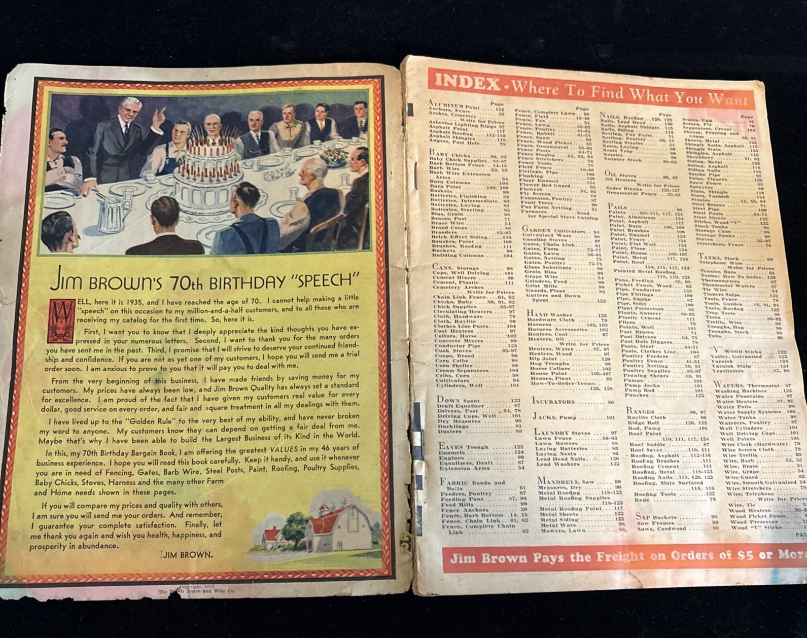JIM BROWN&rsquo;S 1935 BARGAIN BOOK – THE BROWN FENCE & WIRE CO.- Catalog See Pics