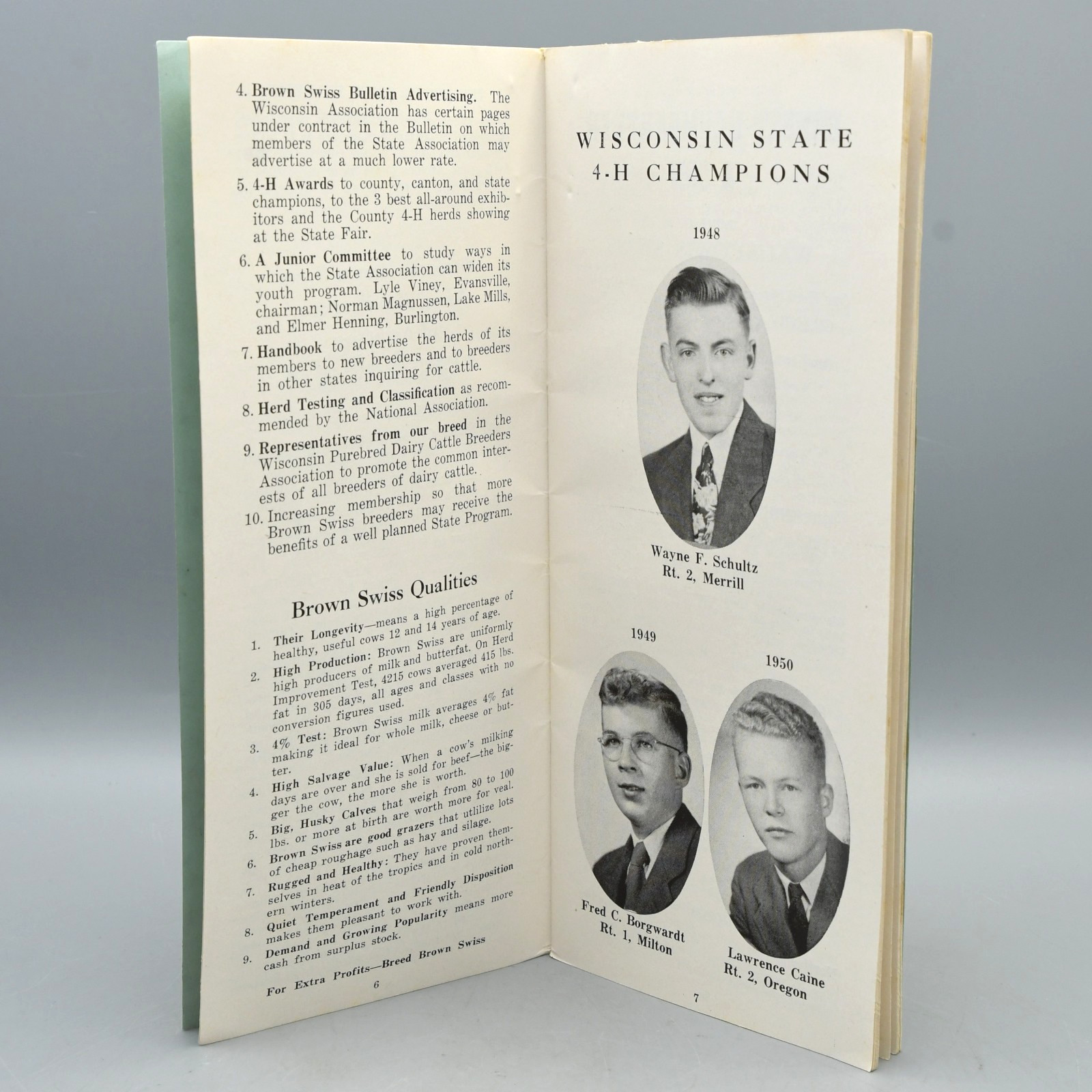 Wisconsin Brown Swiss Breeders Handi Book Directory 1951 Jane of Vernon Cover