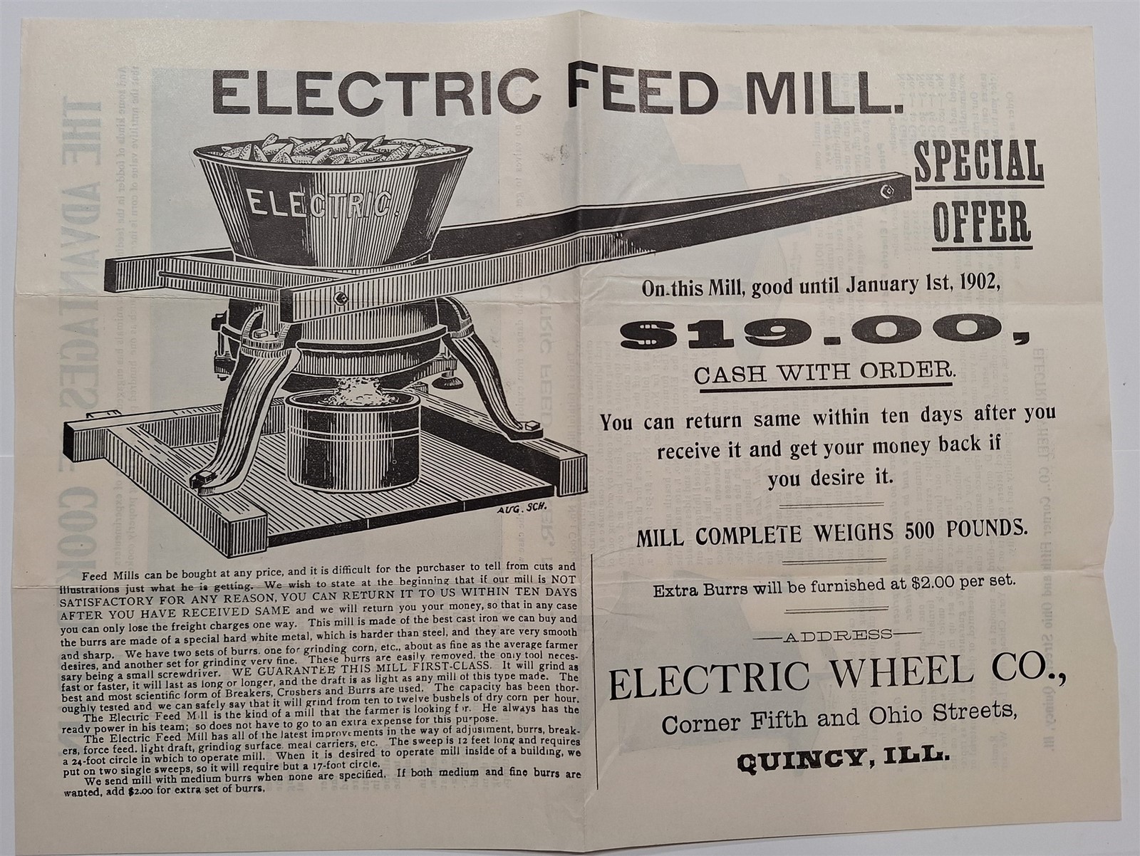 Antique Electric Wheel Co Wrought Iron Wagon Wheels 1901 Quincy IL Advertisement