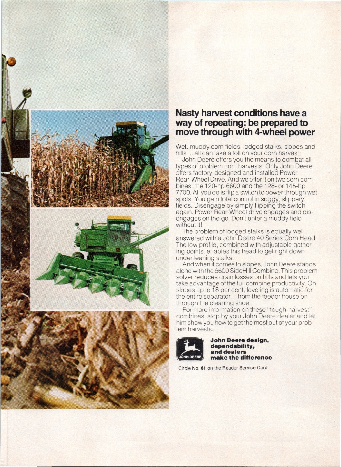 1977 John Deere 6600 Corn Combine 70&rsquo;s Vintage 2-Page Print Ad