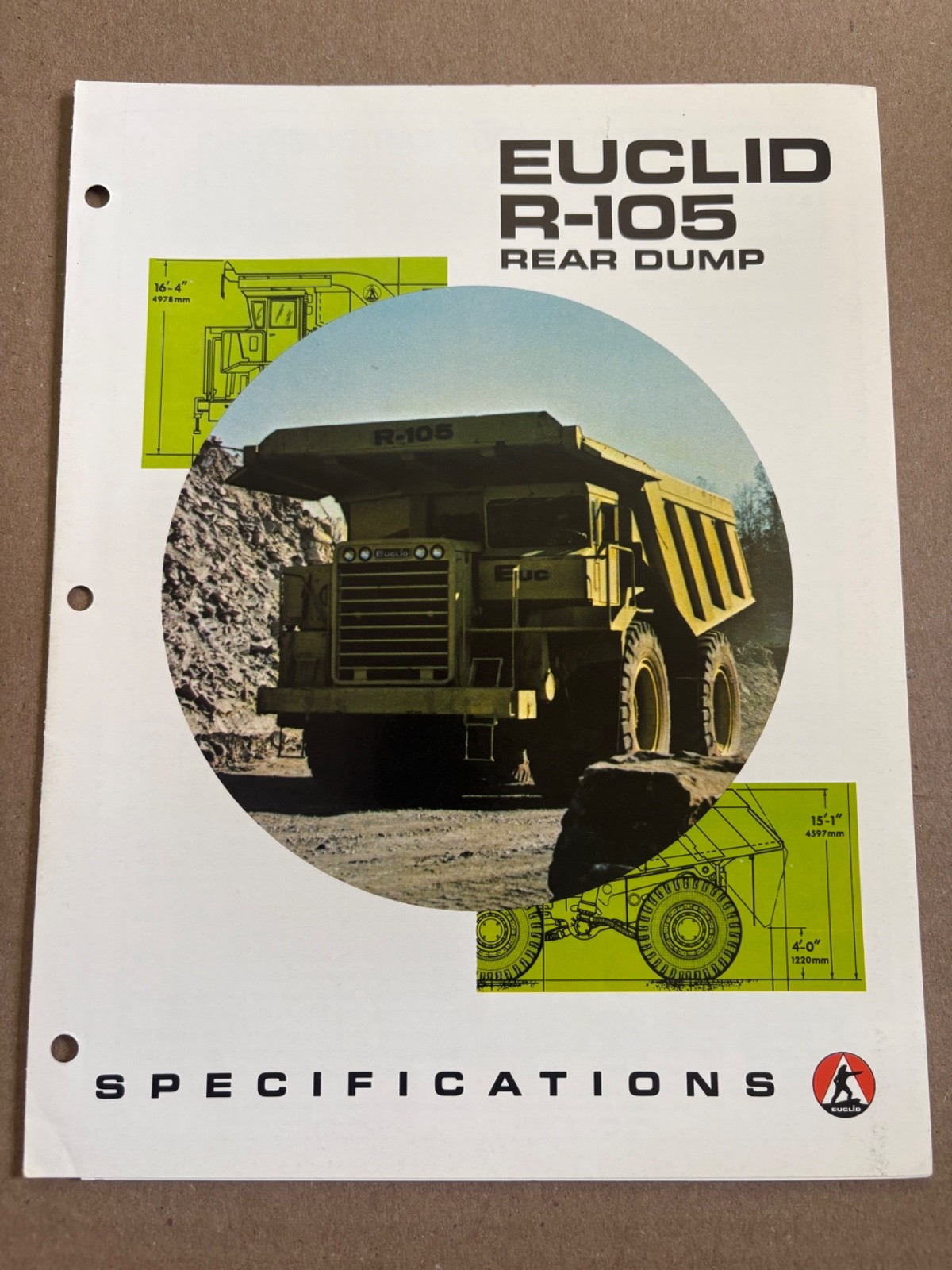 Vintage Euclid R-105 Dump Truck Specifications Sales Brochure