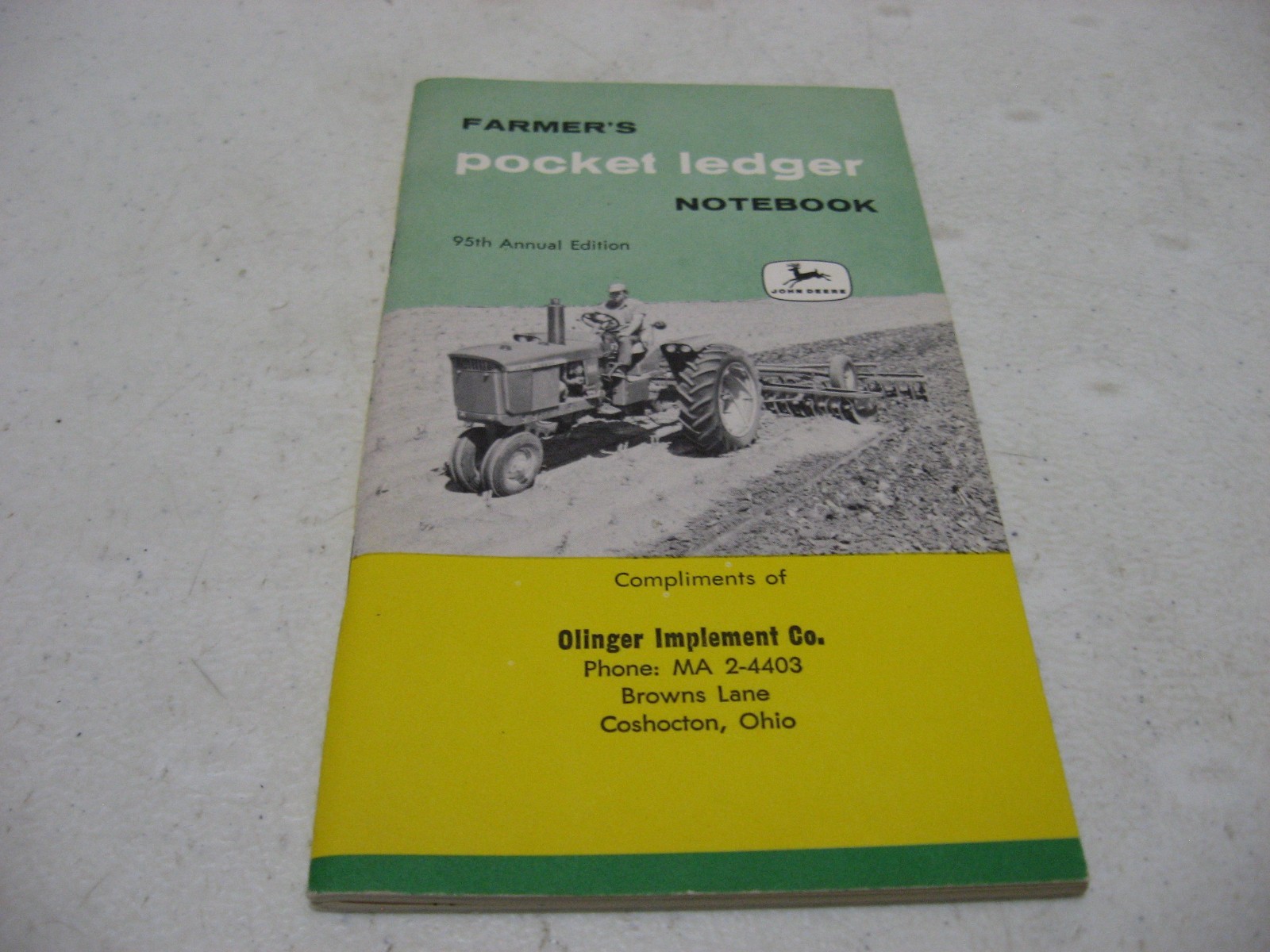 1961 John Deere 95th Farmer&rsquo;s Pocket Ledger Olinger Implement Coshocton OH