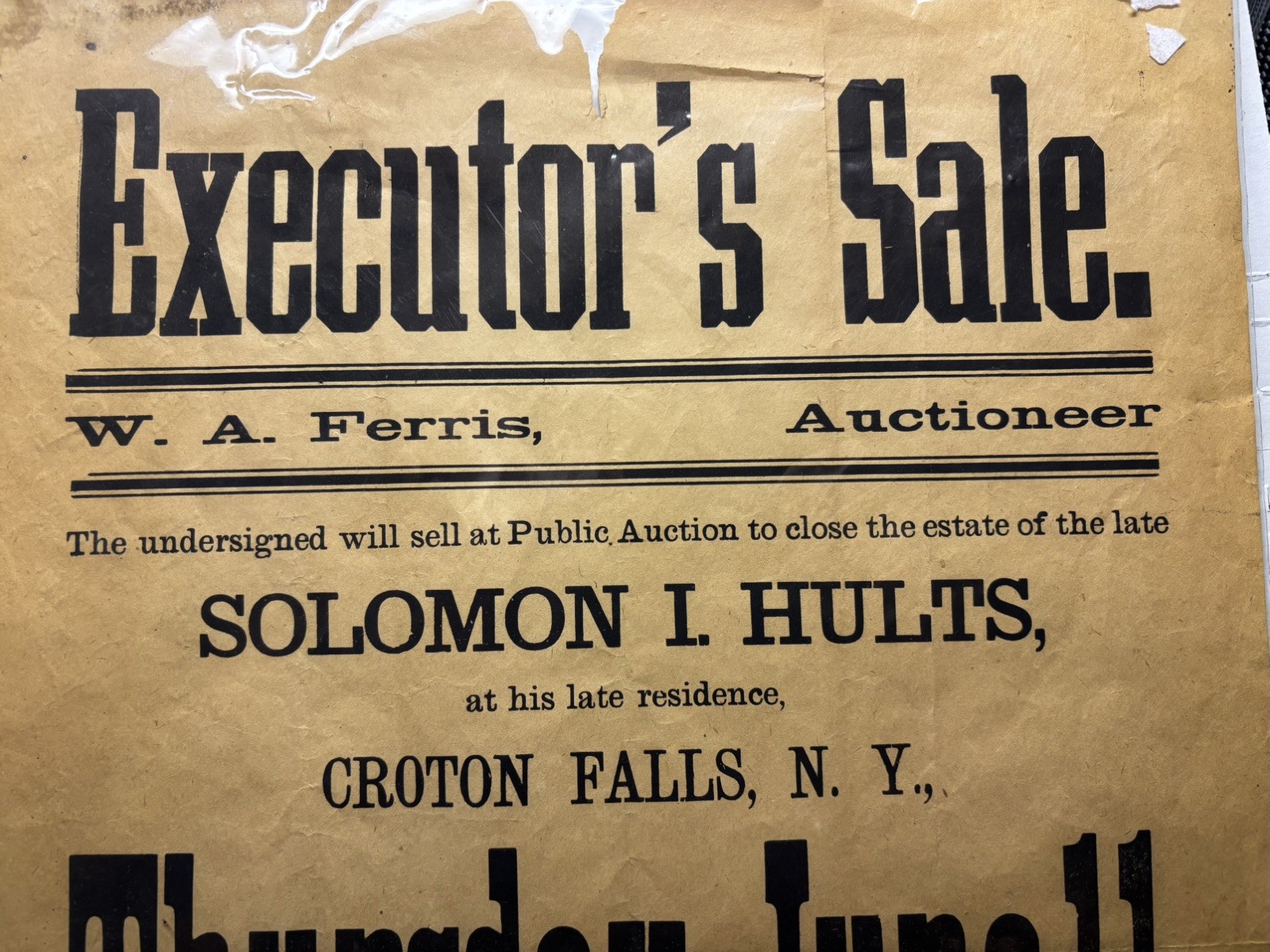 Original Vintage BROADSIDE 1908 AUCTION Equestrian Croton Falls NY, 6 Horses