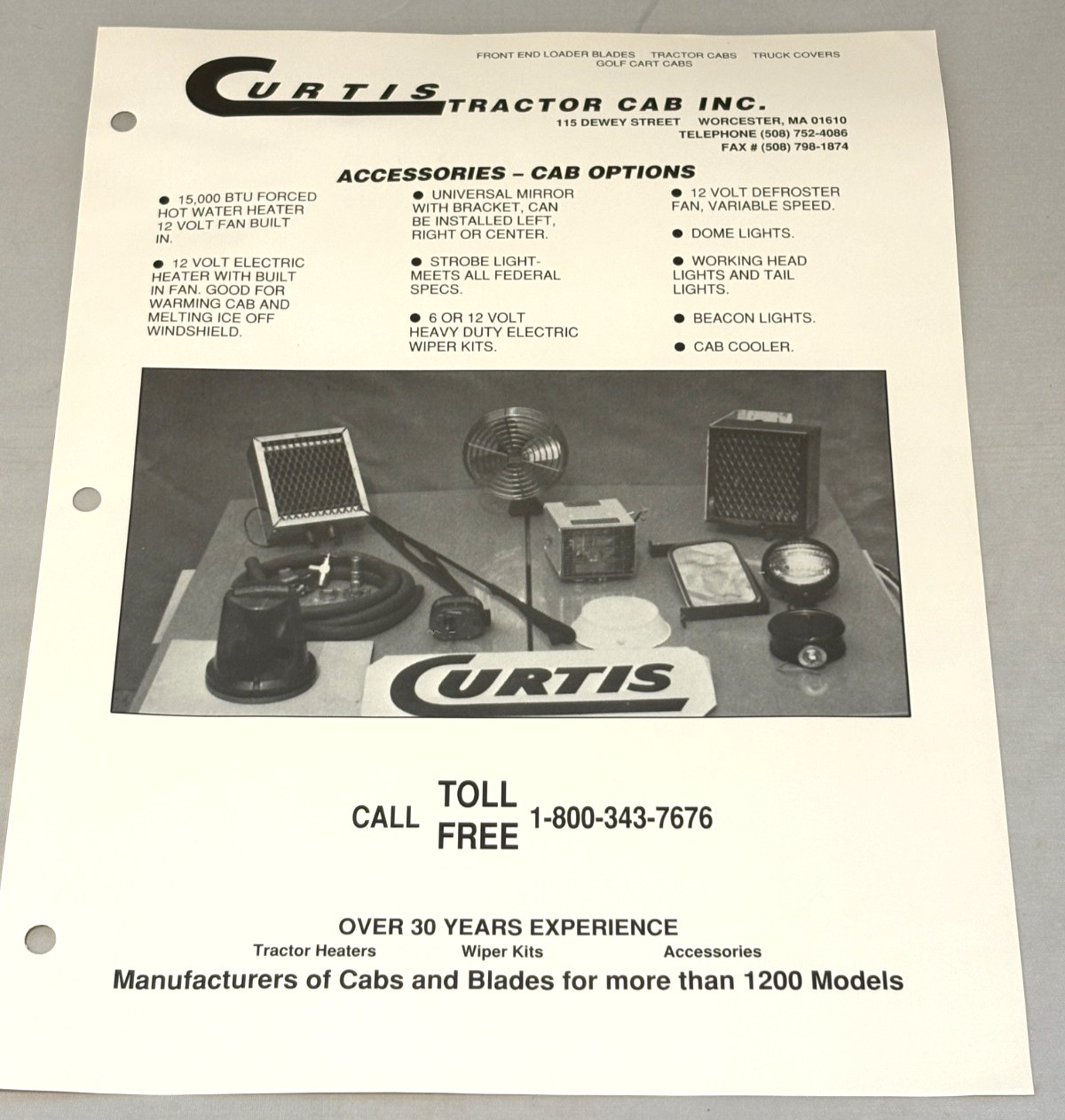 Curtis Tractor Cab Dealer Brochure Lot 1992 1993 Price List Accessories Catalog