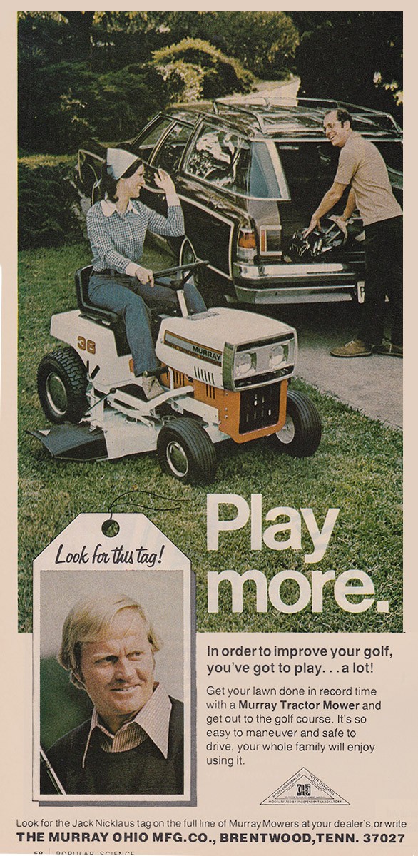 1974 Murray Tractor Mower: Play More Jack Nicklaus Vintage Print Ad