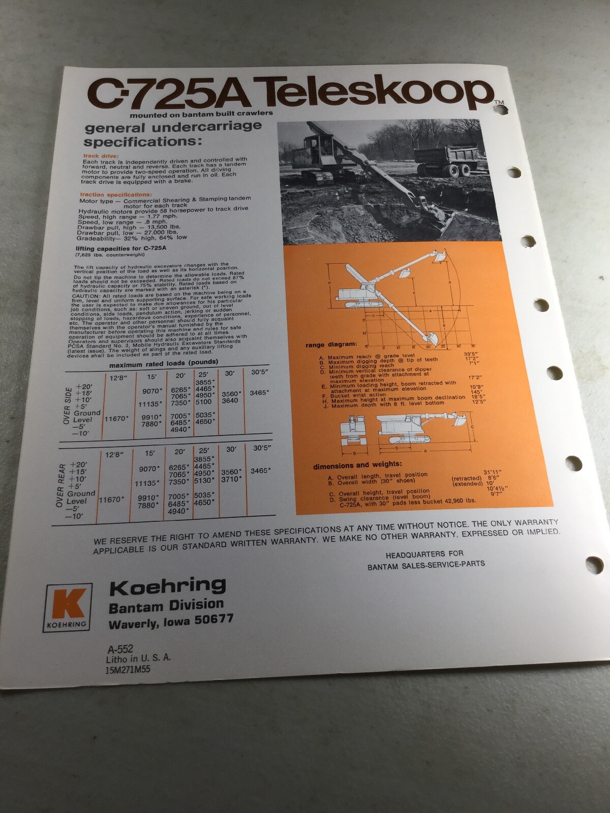 Bantam 725A Teleskoop Sales Brochure, Literature