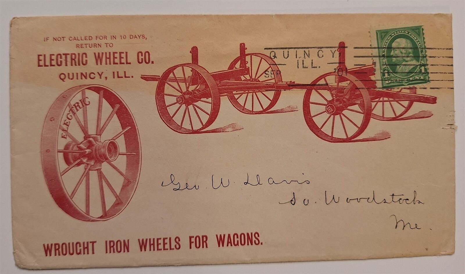 Antique Electric Wheel Co Wrought Iron Wagon Wheels 1901 Quincy IL Advertisement