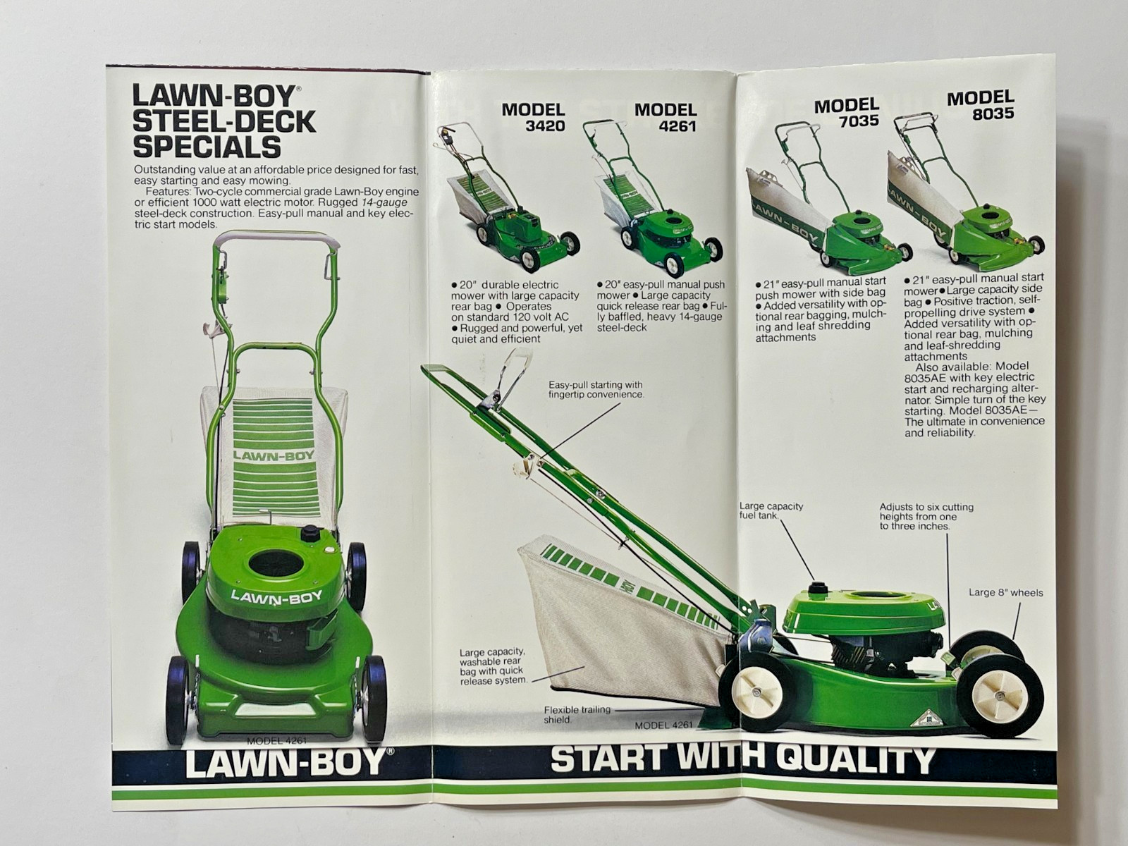 Original 1986 Lawn-Boy Mowers Sale Brochure – (Models 3420 – 4261 – 7035 – 8035)