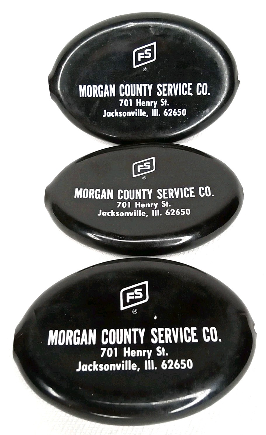 Vintage Advertising Coin Purse Set Of 3 FS Morgan County Service Jacksonville IL