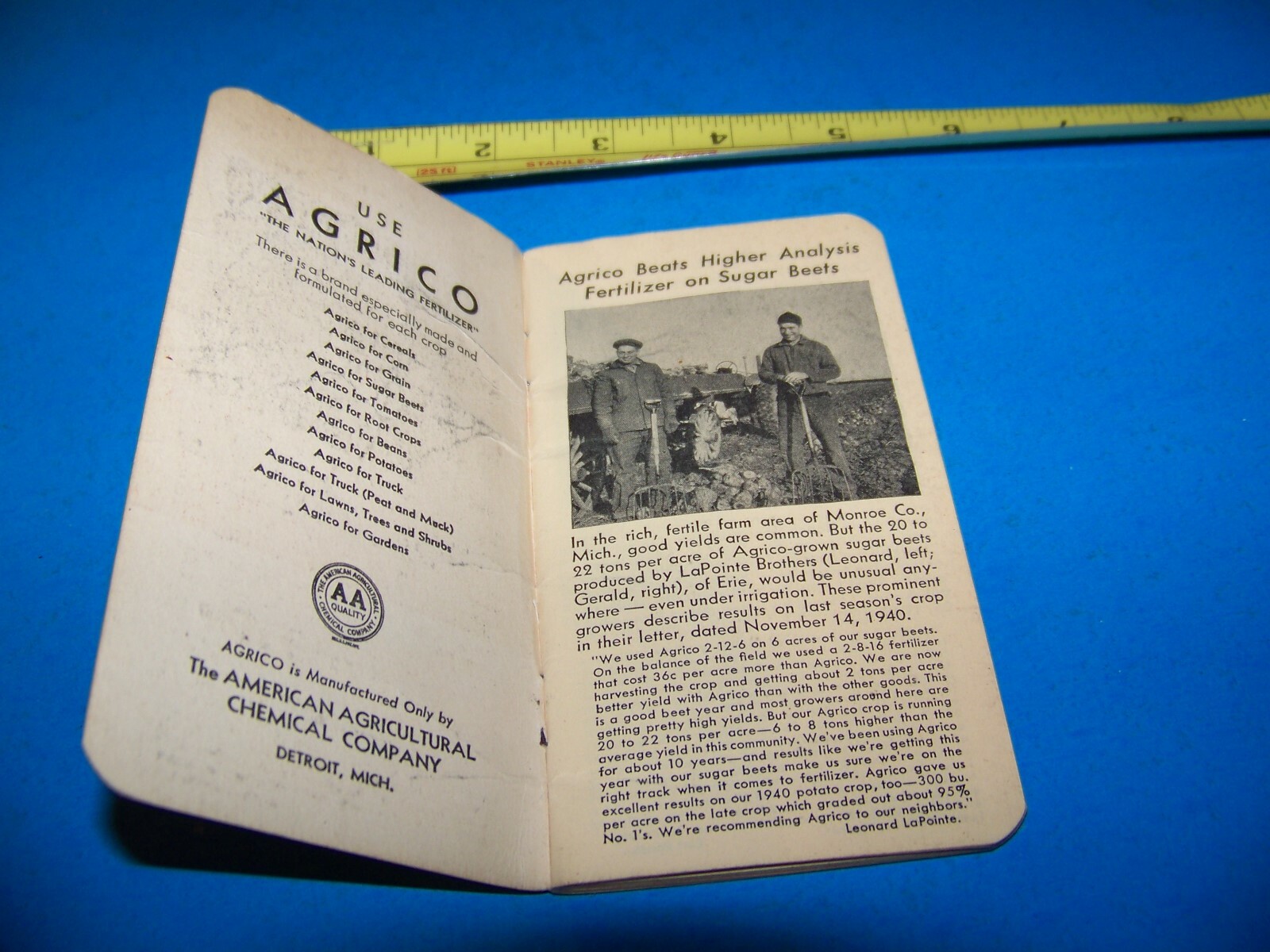 Agrico Fertilizer « Daily Reminder » Memo Booklet Vintage 1941