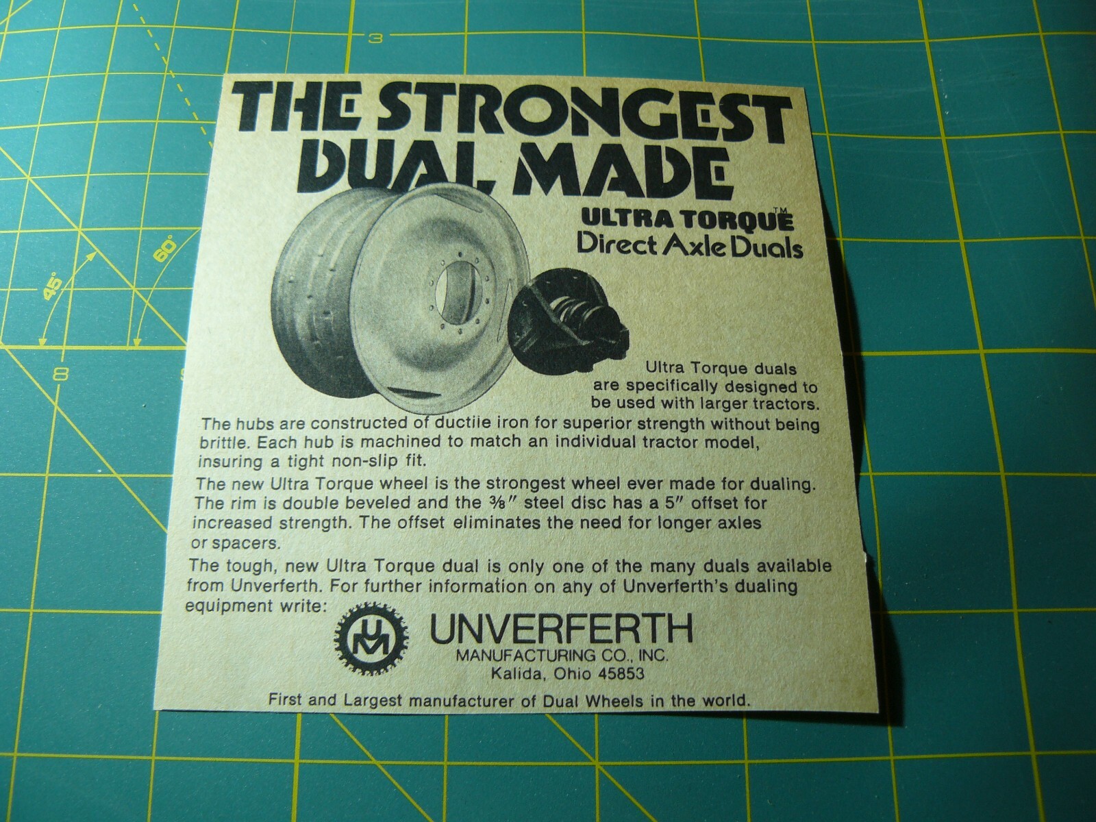 PROGRESSIVE FARMER -AD- JUNE 1976 -UNVERFERTH THE STRONGEST DUAL MADE/Kalida, OH