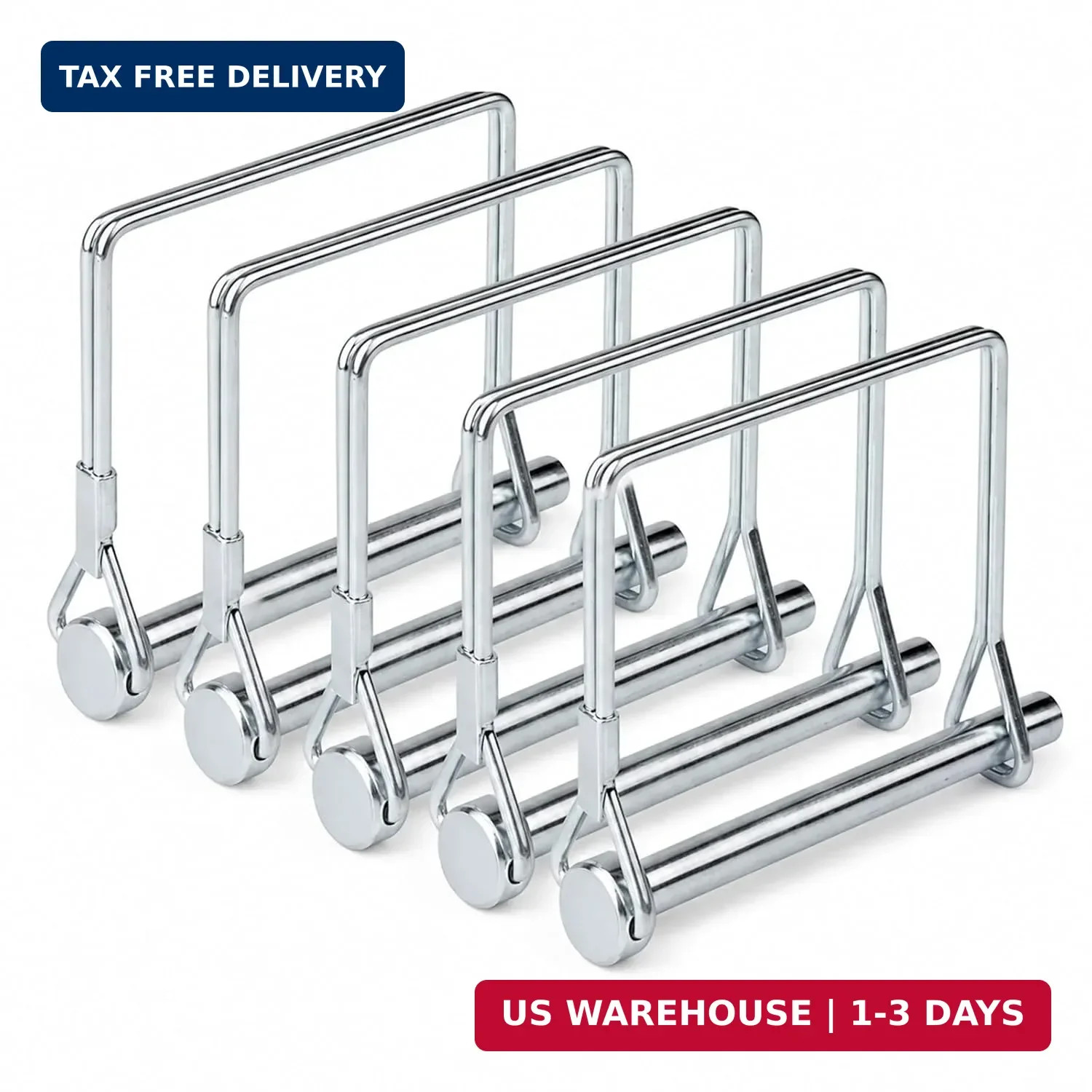 5 Pack Square Trailer Pin 1/4 inch x 2-3/4 inch, Heavy Duty Shaft Locking Pin, C