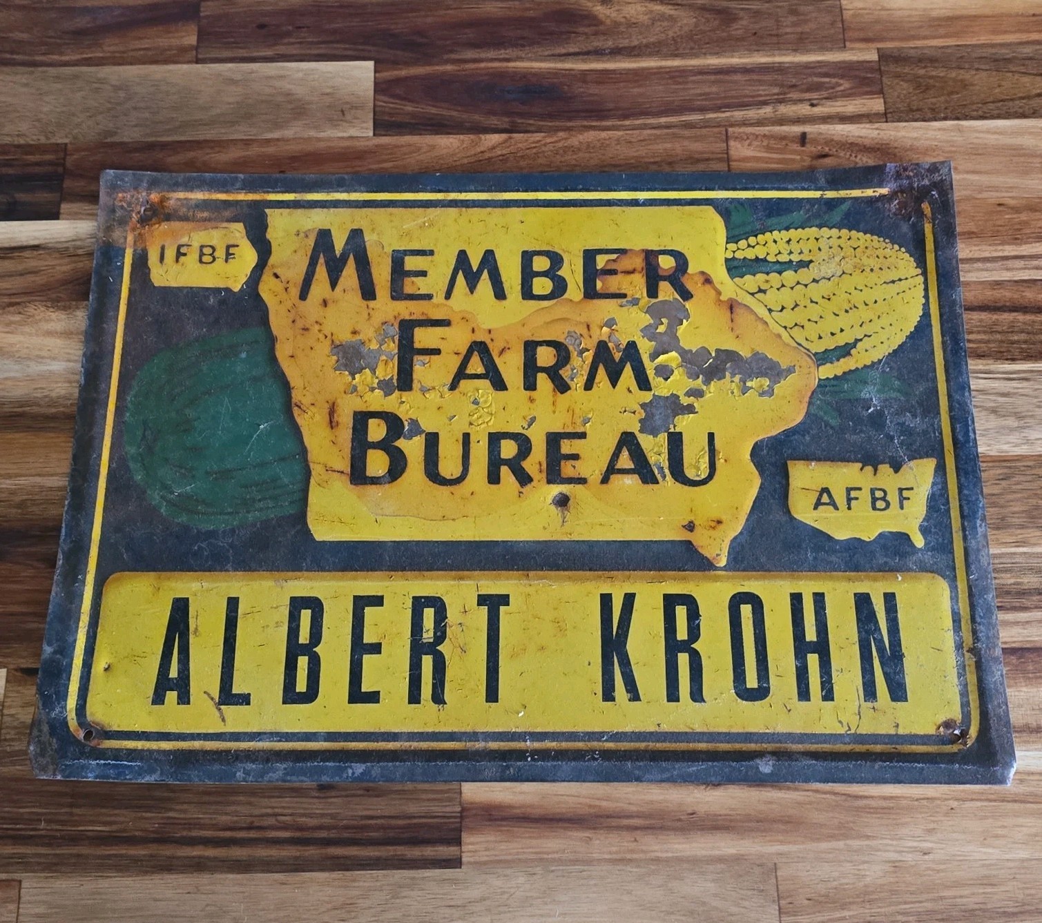 Vintage Iowa Member Farm Bureau Sign 14&Prime; x 9.75&Prime;