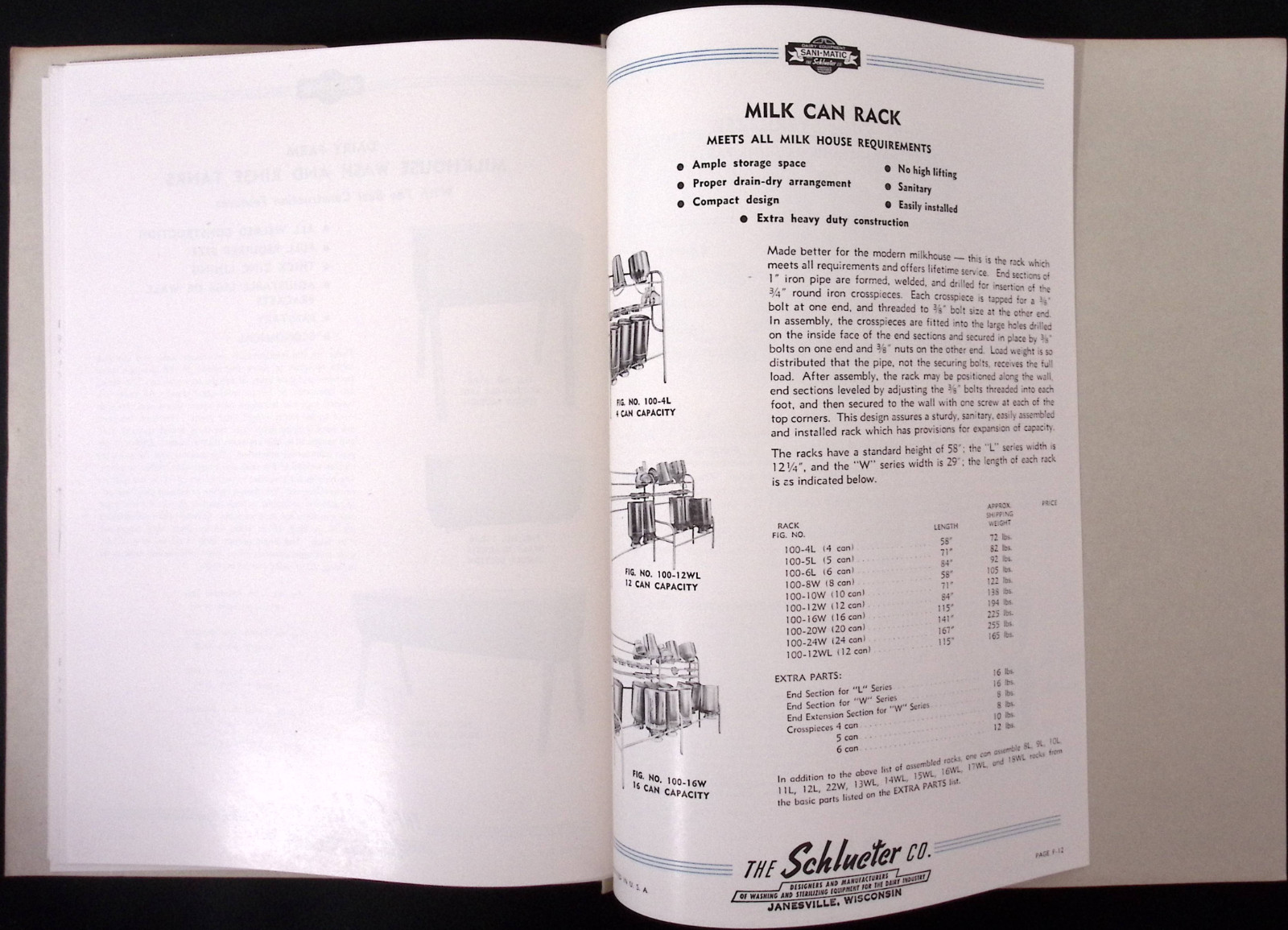 1952 Sani-Matic Washing Sterilizing Equipment for Dairy Plant & Farm Schlueter