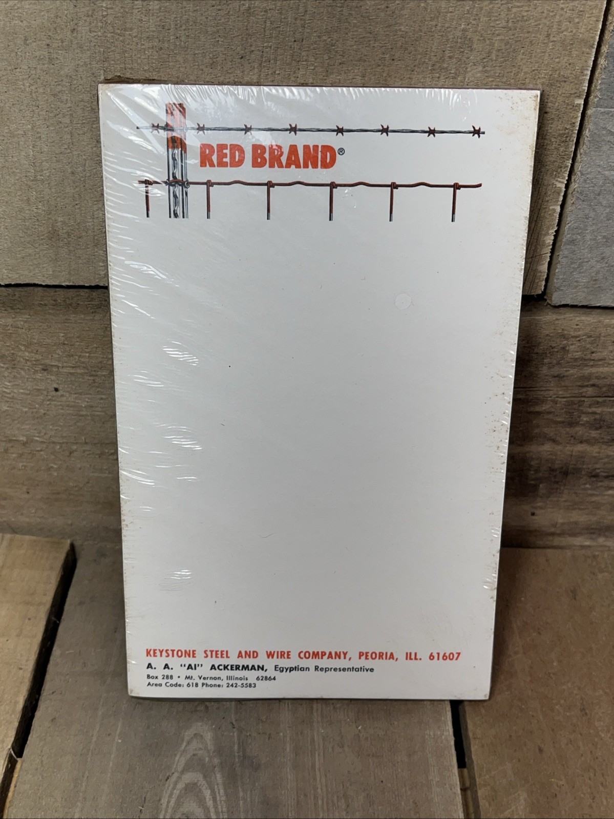 Vintage NOS Keystone Steel Wire Red Brand Fence Memo Sealed Note Pad HBQ