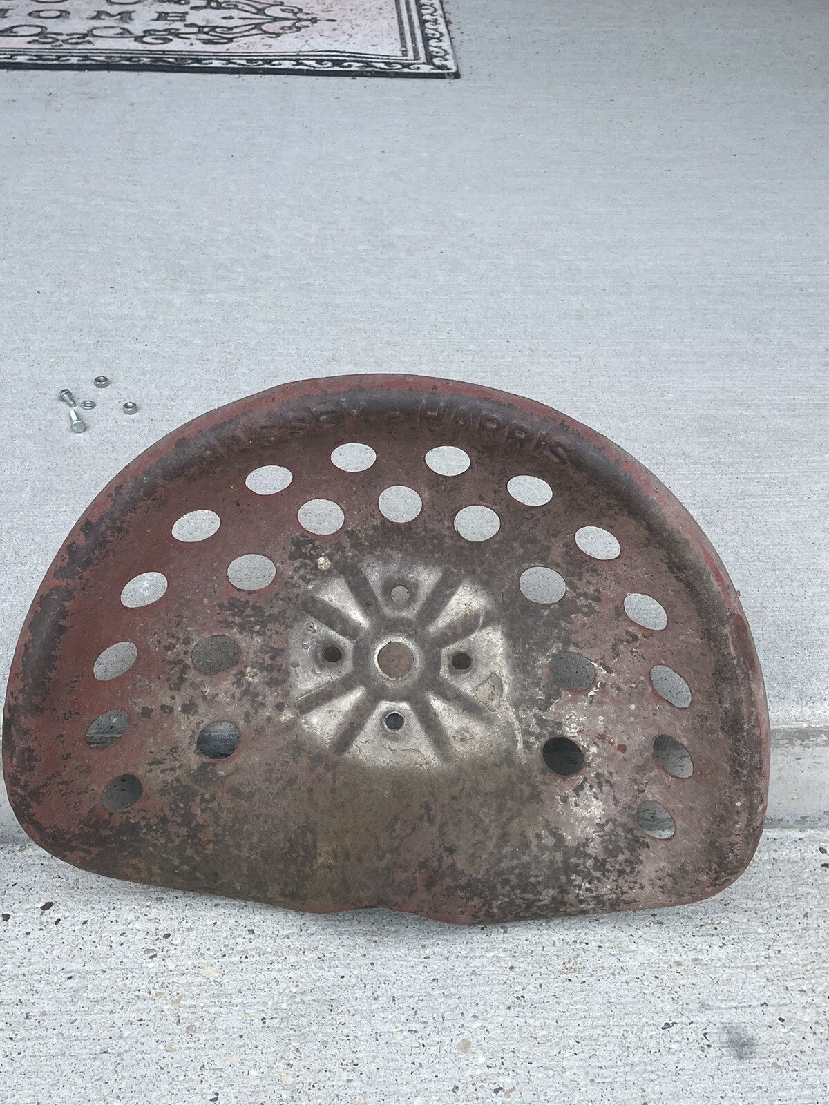 Vintage Massey Harris Tractor Seat Advertising Tin Embossed Massey Harris Parts