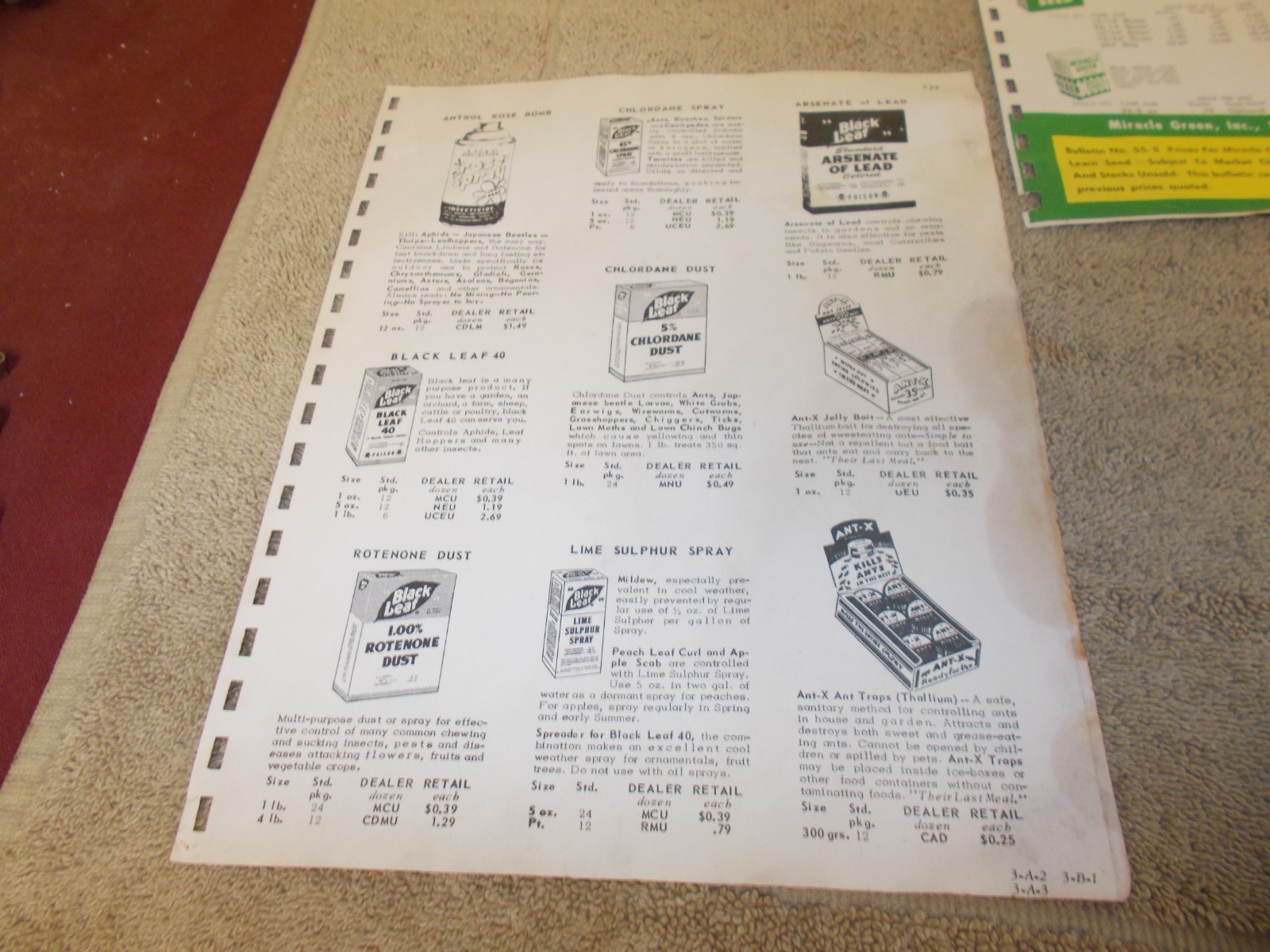 VTG 1950s DEALER AD PRICE DUPONT BLACK LEAF MIRACLE GREEN HUDSON SPRAYER