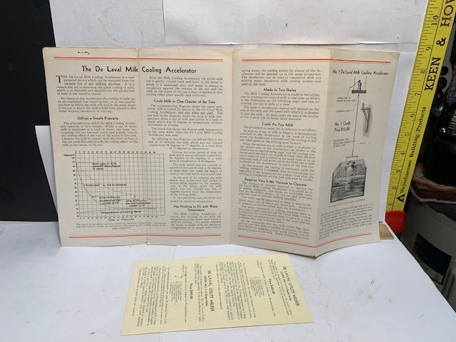 1932 DE LAVAL MILK COOLING ACCELERATOR FOLD OPEN BROCHURE S.1743-4-32 + PRICES